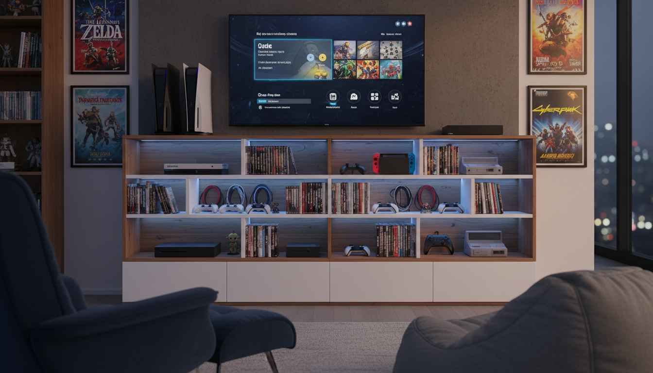 multiple gaming console entertainment center