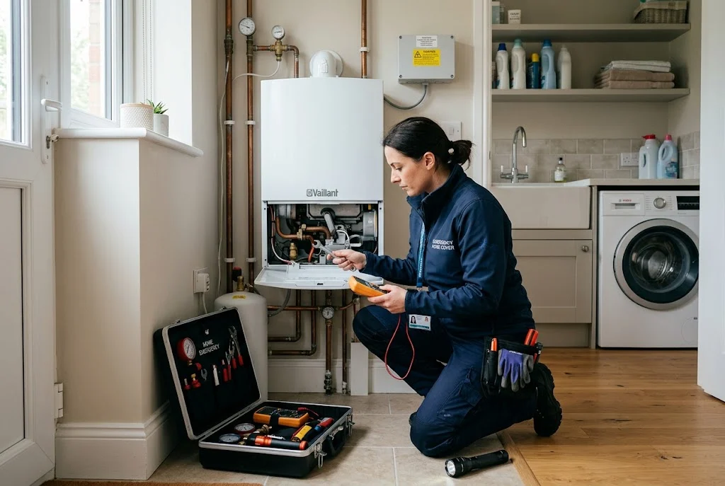 Professional engineer providing home emergency cover assistance in a UK property